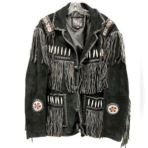 Men’s leather fringe jacket
